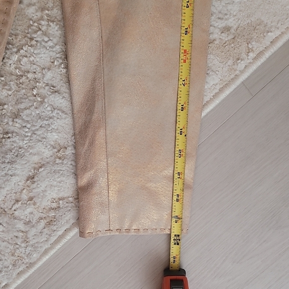 Y2K Vintage C&E Women Metallic Suede Leather Jacket Size 6/S Gold Champagne - Picture 14 of 16